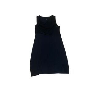 Porto San Fransisco Sz 10 Black Mesh Cowl Neck Sleeveless A-Line Artsy LBD Dress